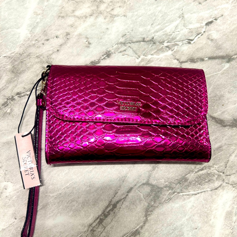 Victoria Secret metallic pink wristlet/wallet